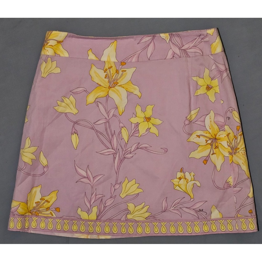 Averardo Bessi Lavender‎ Floral Skirt Women's Size 8 Made in Italy